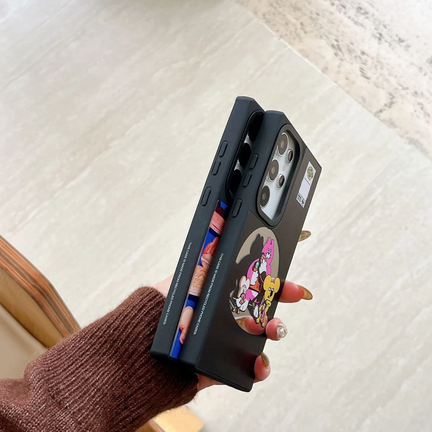 Чехол Cookie Cat с зеркальной поверхностью и черной рамкой для Samsung Galaxy S25 + Plus S24 S23 Ultra S25U