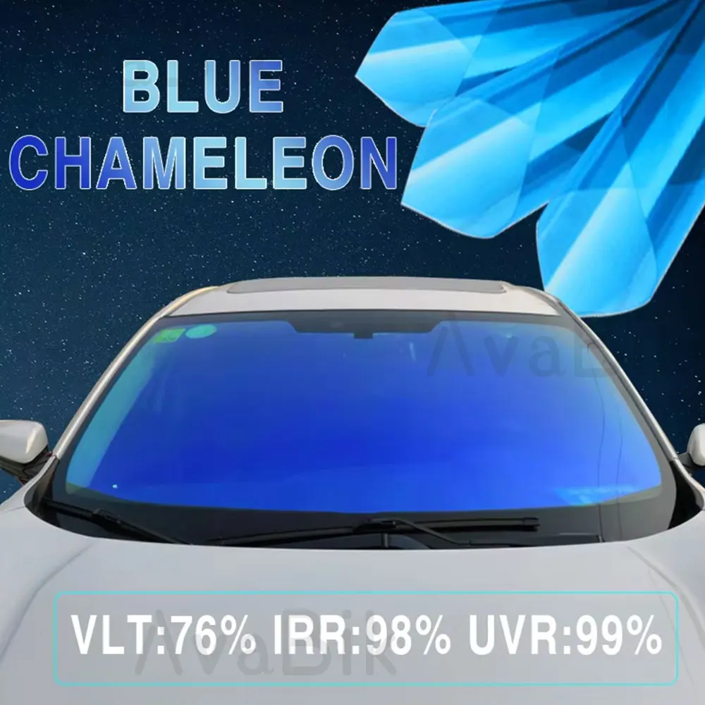 

Пленка для стекол автомобиля 50смX152см, VLT61%, синяя, хамелеон, 99% УФ-защита, солнцезащитная, теплоизоляционная, анти-УФ, для боковых окон.