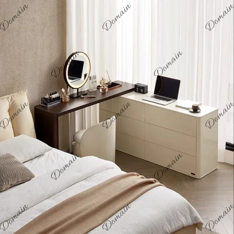 BX Modern White Vanity Desk Light Mirror Modern Seat Retractable Makeup Makeup Desk Number Bedroom Penteadeira Unique Furniture