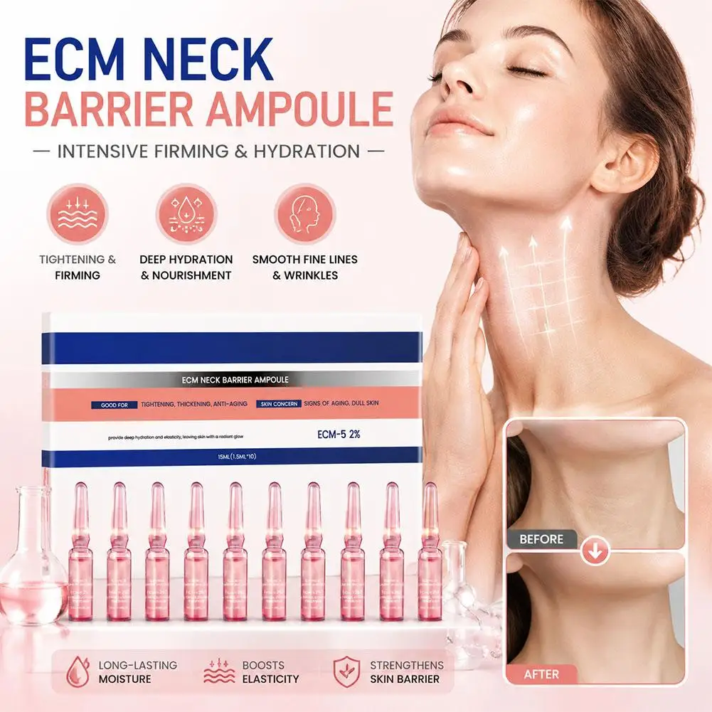 1/2/3set Neck Ampoule 1.5ml*10 – Ectoin-2% Formula, Tightens & Thickens Neck Skin, Brightens Dullness, Alcohol-Free Skin Care