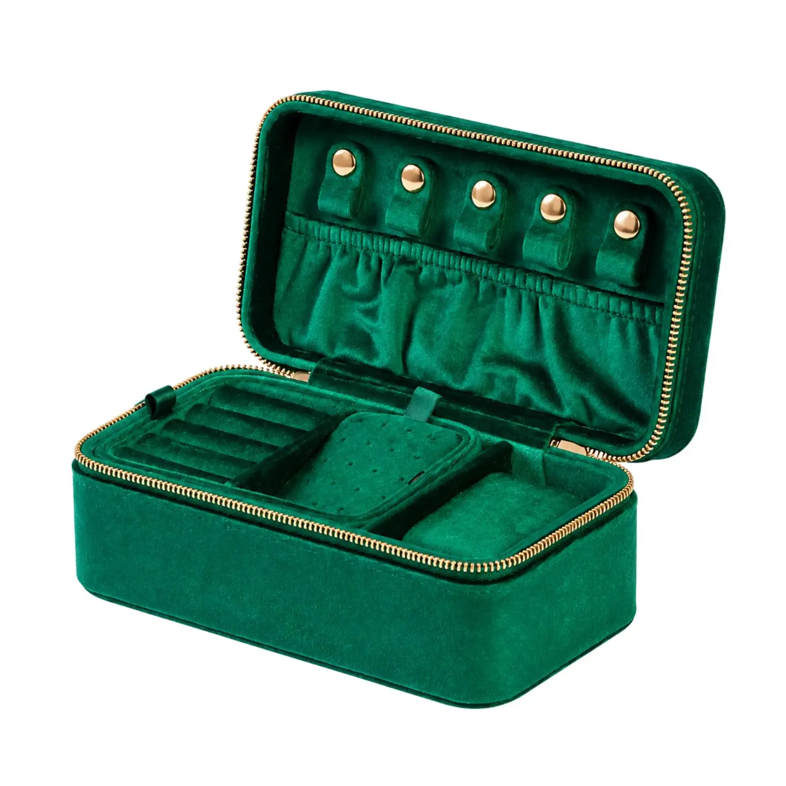 Velvet Jewelry Case Organizer with Watch Compartment and Padded Holders for Travel and Daily Use