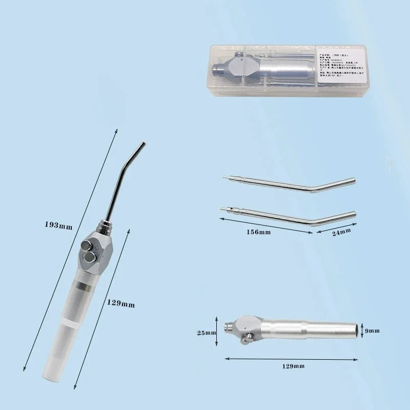

TJDent Air Water Spray Handpiece Triple 3 Way 2 Nozzles Tips Tubes Cleaning Equipment Made Plastic Steel Metal