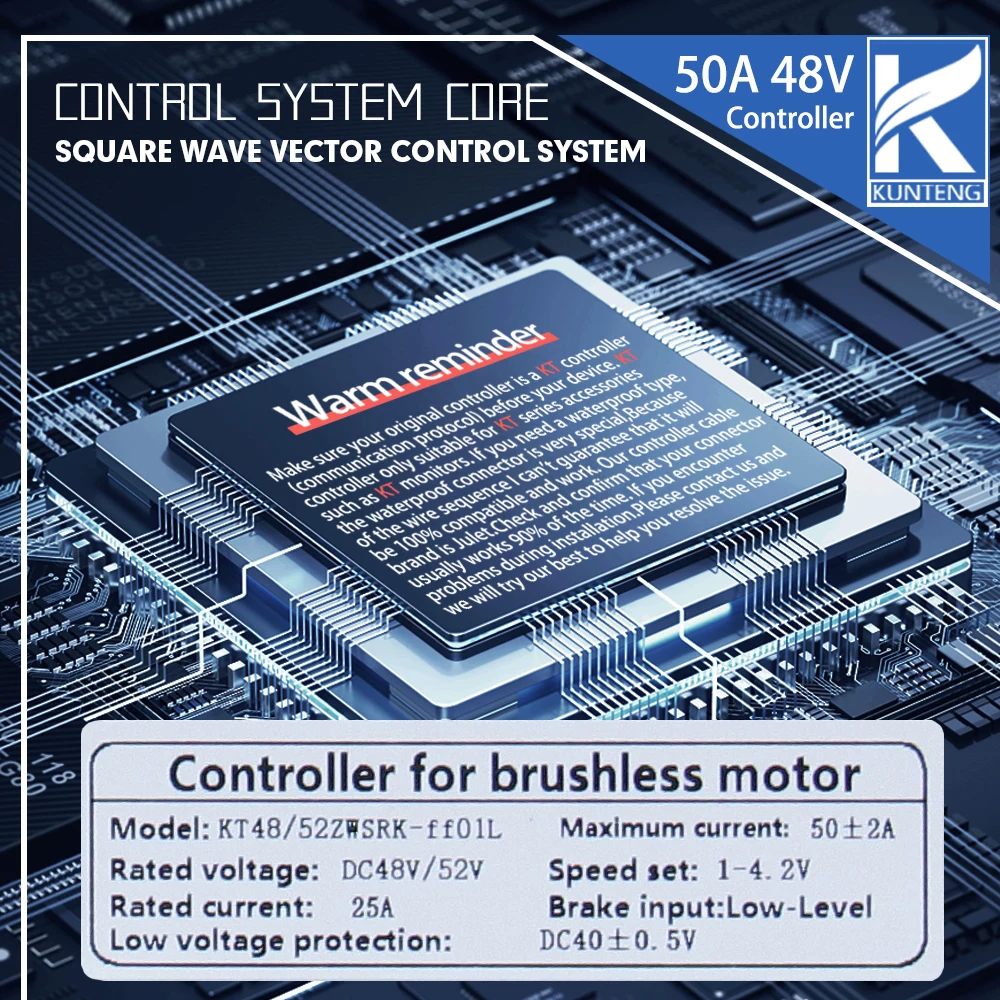 KUNTENG 50A Controller 3000W Ebike Squarewave/Sinewave KT Controller For Electric Bicycle Scooter E-bike Controller Accessies