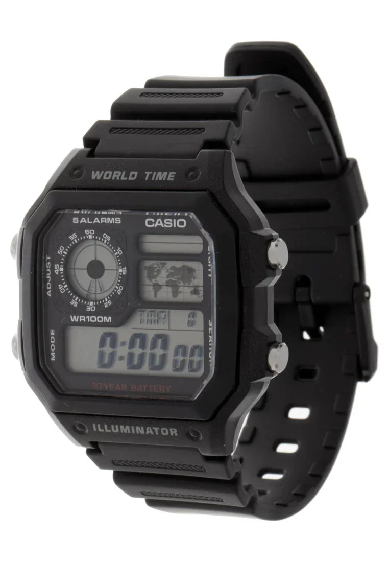 Casio ae-1200wh-1av youth men's watch black digital. 100 meters.