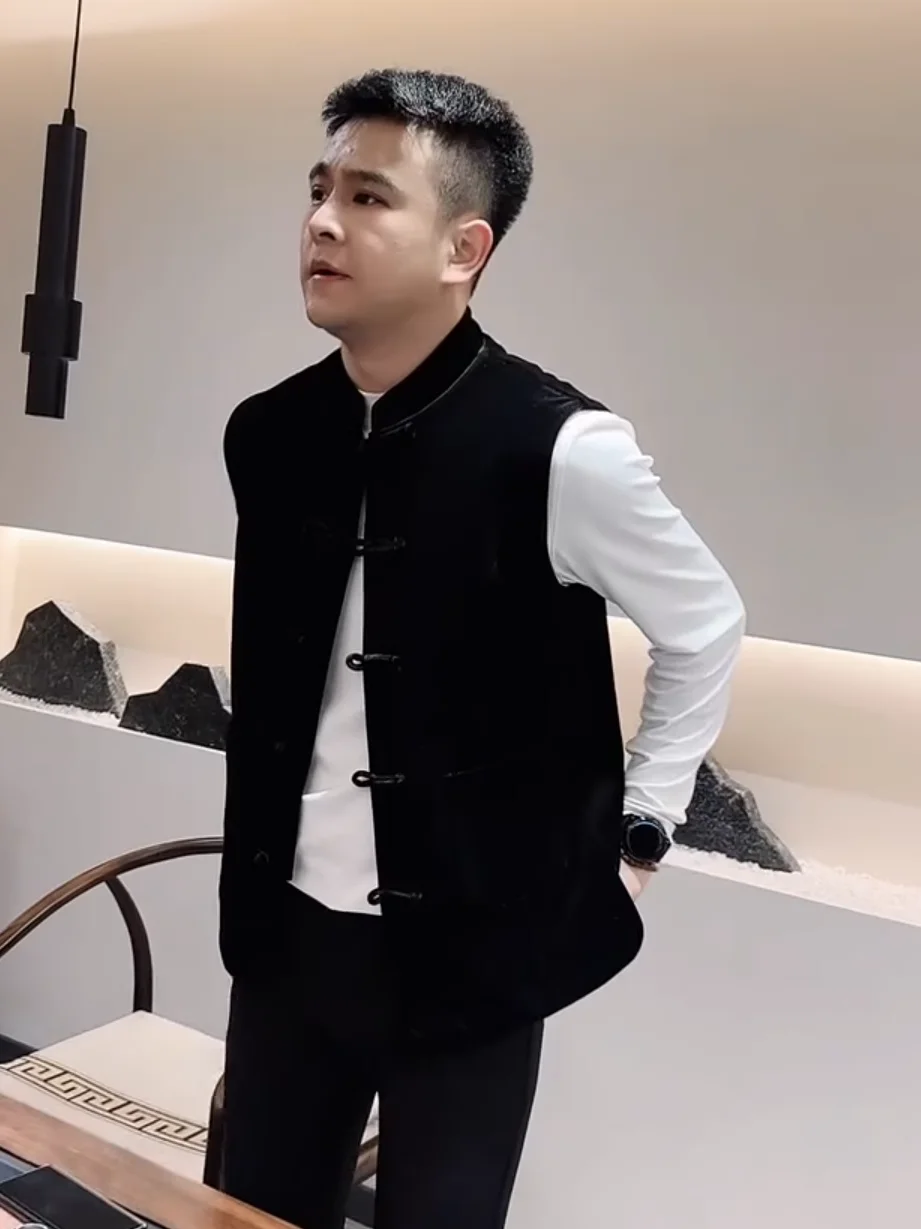 

Men's Comfortable Busin Sle Autumn Winter New Wind Button Tang Suit Vest Faionable Slim Fit Single Button Closure Jaet