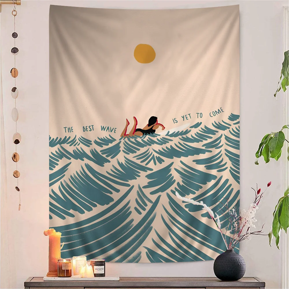 

Beach Man Girl Surf Anime Tapestry Wall Hanging Decoration Household Wall Hanging Home Decor