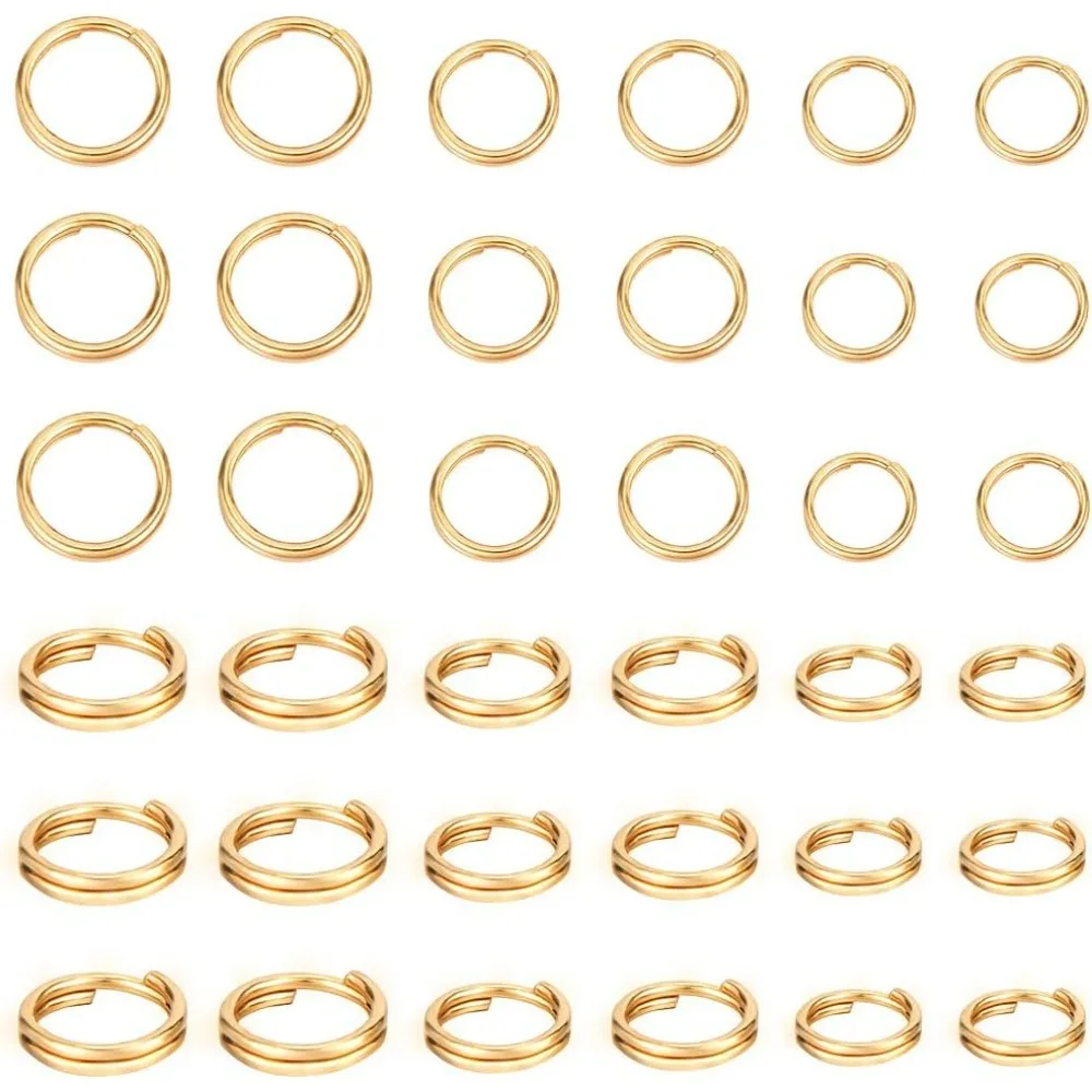 

300Pcs 3 Size Split Jump Rings 18K Plated Stainless Steel O Ring Connectors Double Loops for Bracelet Necklace Jewelry