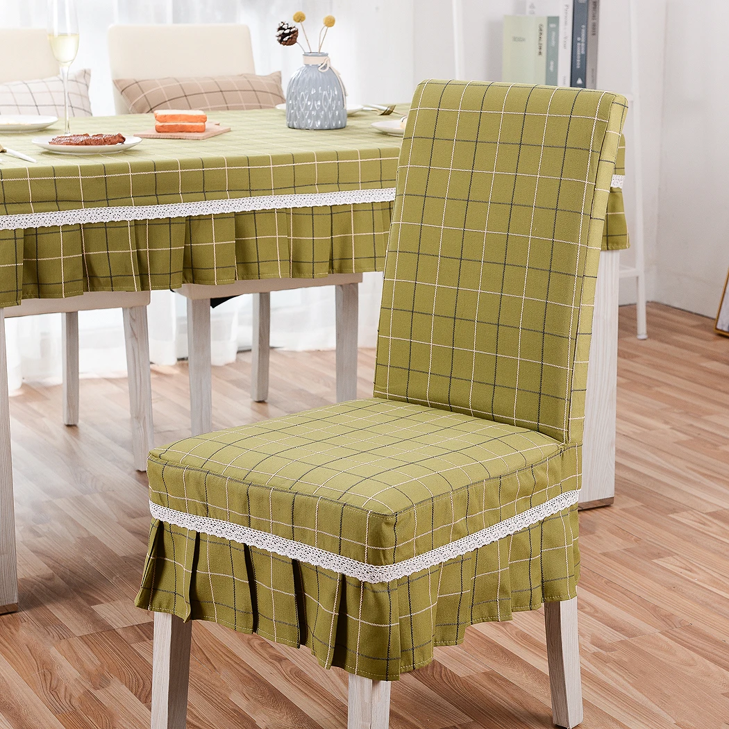 Customized High-Grade Blended Embroidered Lattice Cotton And Linen One-Piece Chair Cover 3