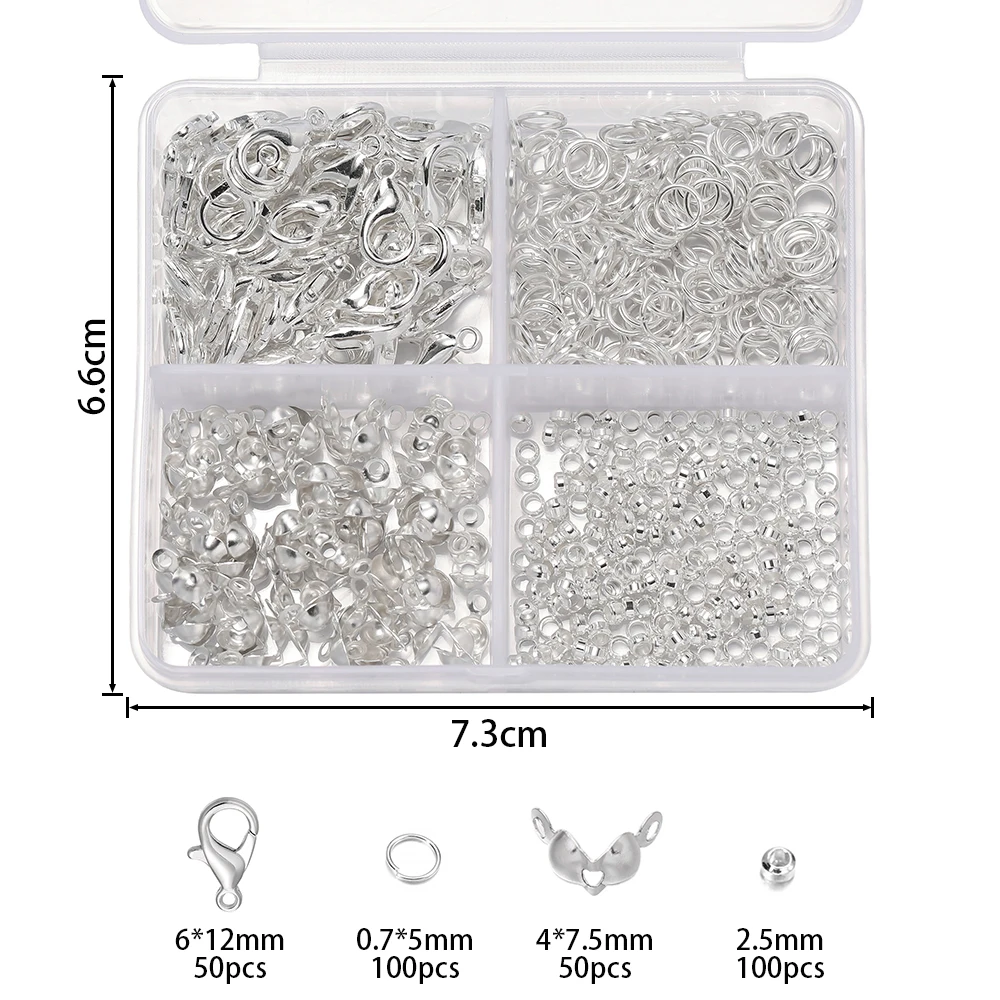 1Set 300Pcs Jewelry Making Accessories Kit Jump Ring Lobster Clasp End Beads Connector For DIY Necklace Bracelet Jewelry Making image 2