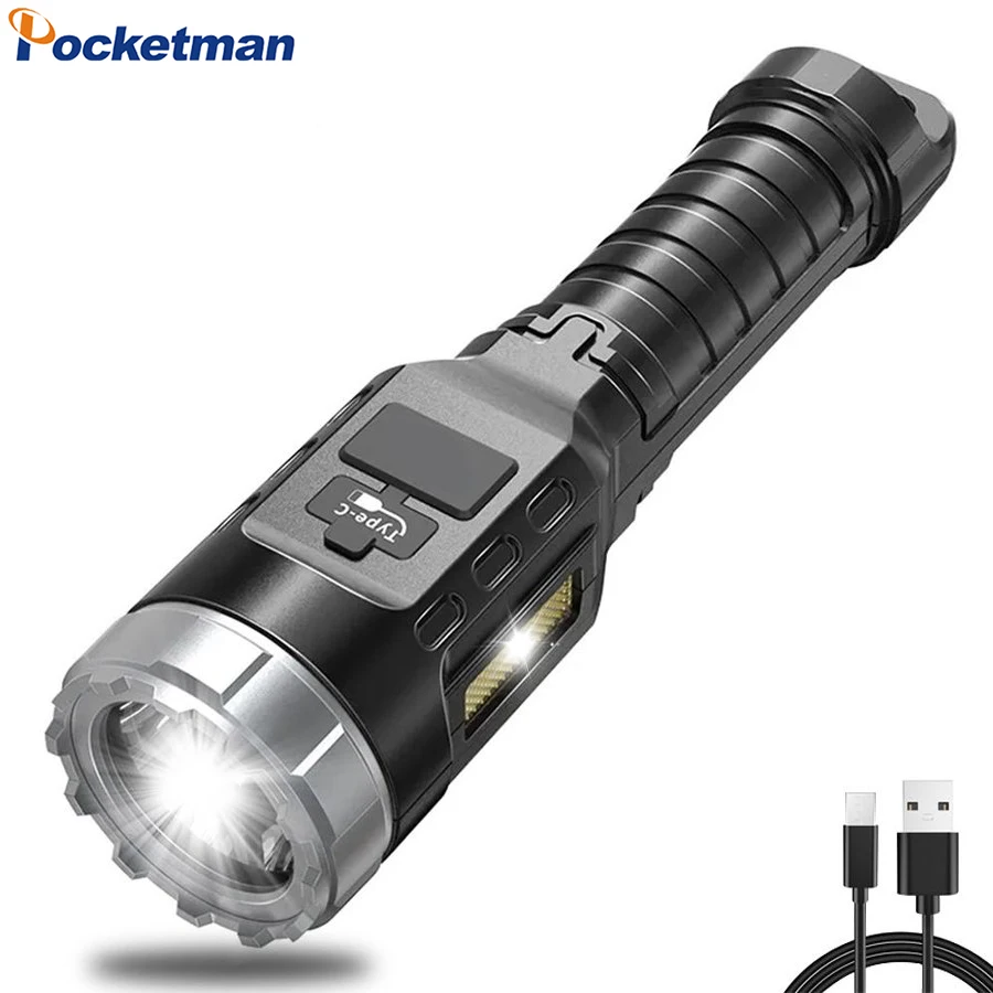 lanterna-led-super-brilhante-de-alta-luminosidade-recarregavel-tipo-c-tatica-A-prova-d'agua-luz-externa-para-acampamento-caminhada-e-emergencias