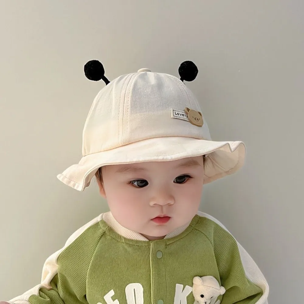 

Gift Solid Color Baby Bucket Hat Cartoon Design Wide Brim Toddler Sun Hat Breathable Lightweight Kids Panama Hat Sun Protection