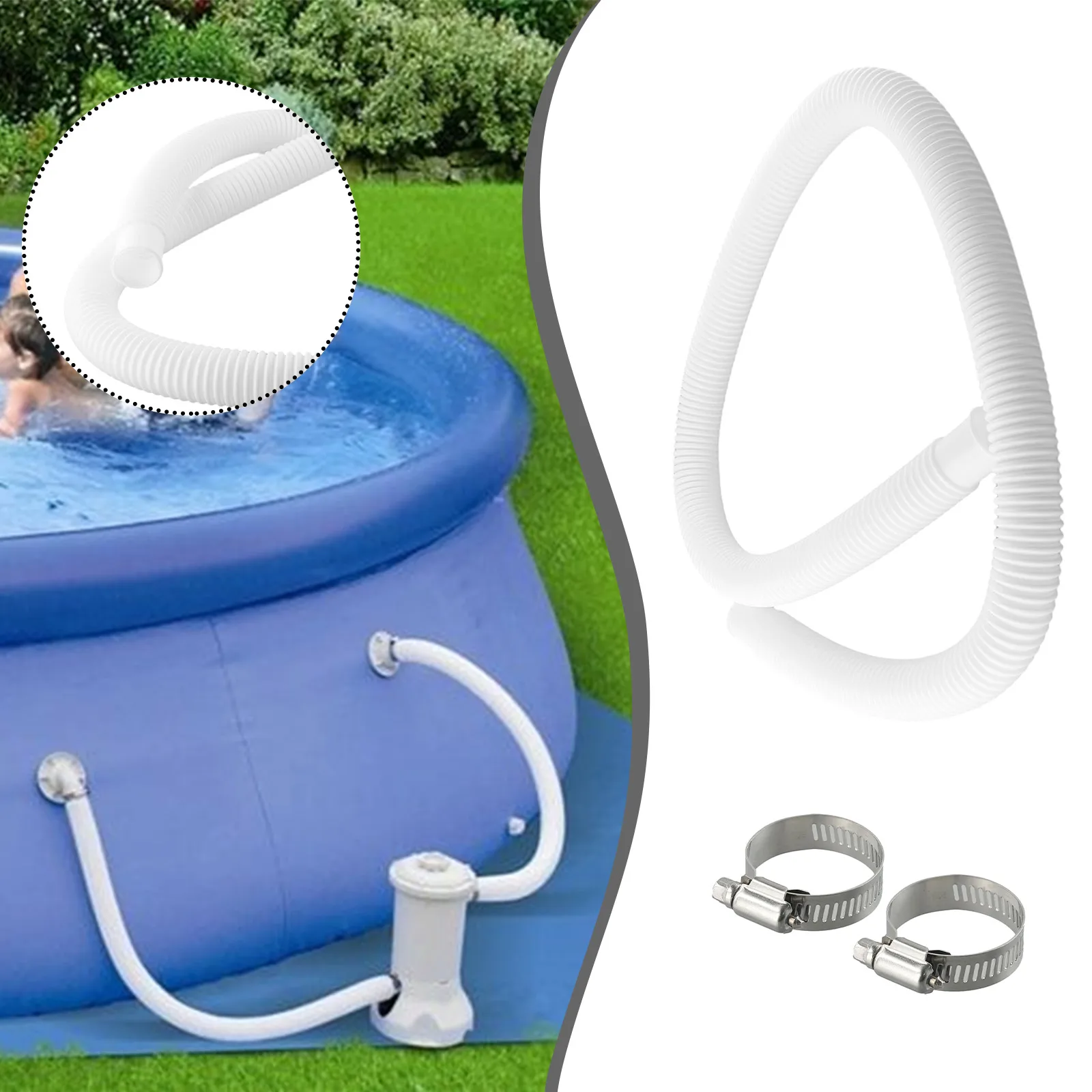 1.25 inch For Intex Compatible Hose Clip for Swimming Pool Pipe 1.5m Length Fits For Pump Filter Heater Connection