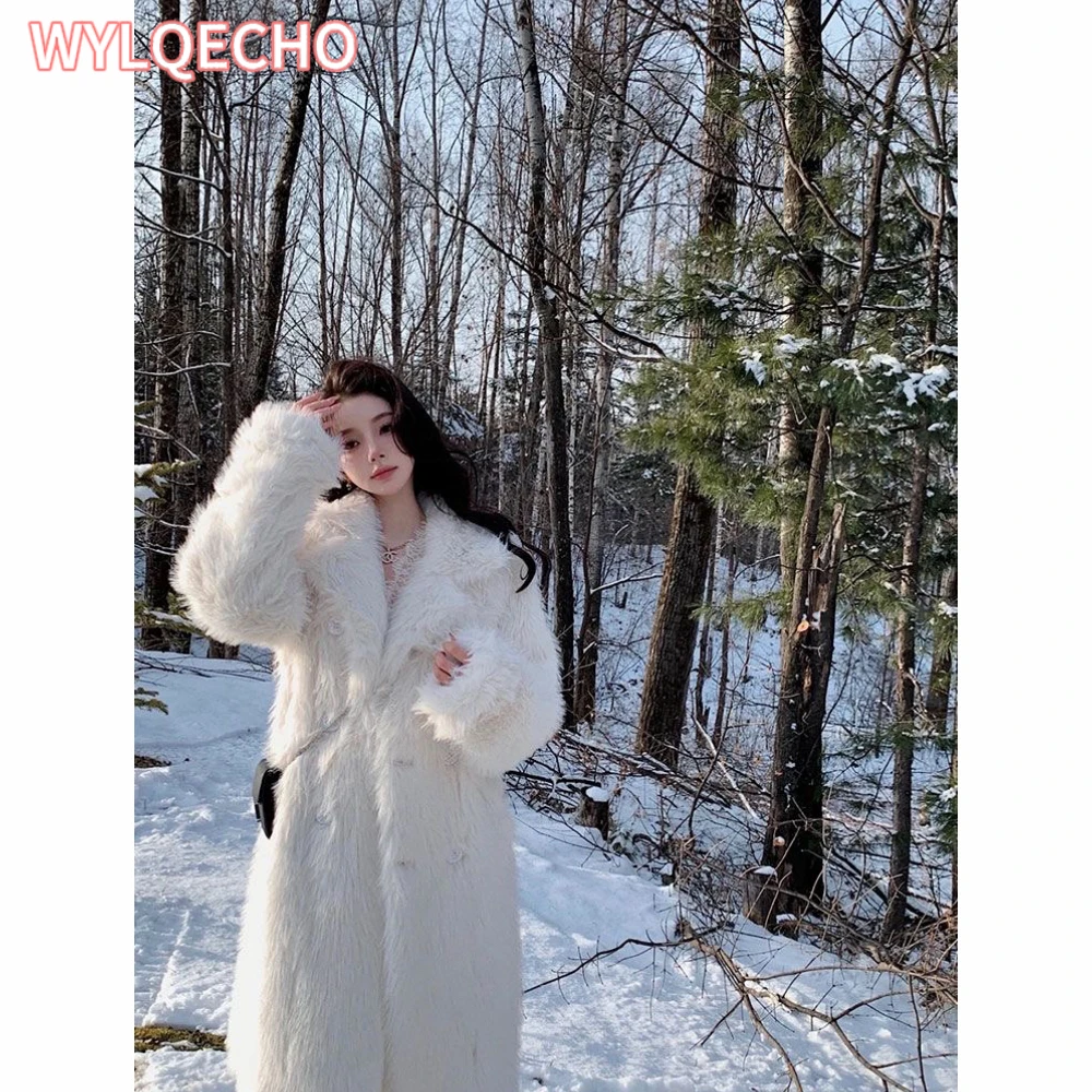 Winter Fox Fur Imitation Fur Coat Women's Long New Warm Raccoon Fur Coat Large Size Leisure Windbreaker Jacket