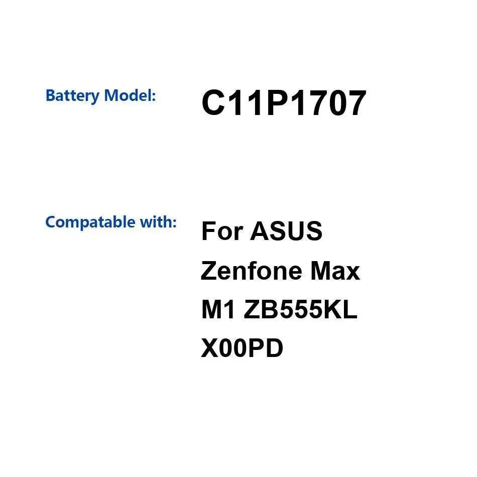 

4000 мАч для Asus Zenfone Max M1 ZB555KL X00PD аккумулятор мобильного телефона C11P1707 быстрая зарядка высокая эффективность