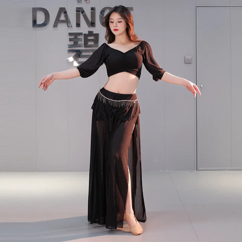 New Belly Dance Plus Size Practice Suit, Mesh Yarn Oriental Dance Performance Suit