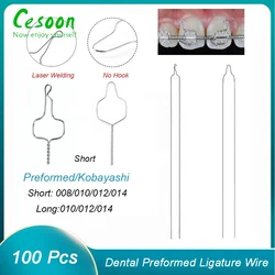 100 sztuk/paczka Dental ortodontyczny drut Kobayashi 0.008-0.014 metalowa wstępnie uformowana ligatura opaska ze stali nierdzewnej krótkie/długie druty wspornikowe