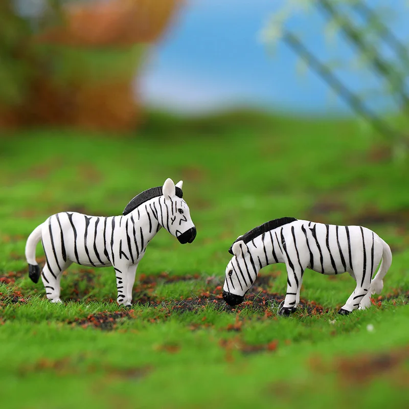 6 Stks/sets Simulatie Zebra Familie Pvc Sprookjesachtige Tuin Miniaturen Beeldjes Dier Mini Figuren Landschapsboerderij Decoratie Kids Cadeau