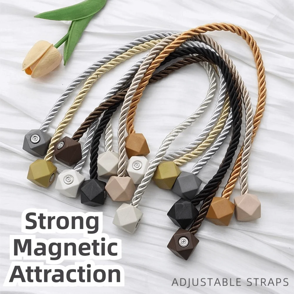 2Pcs Rhombus Window Curtain Buckles INS Adjustable Magnetic Curtain Tiebacks Simple Thicken Magnetic Curtain Strap Curtain Decor