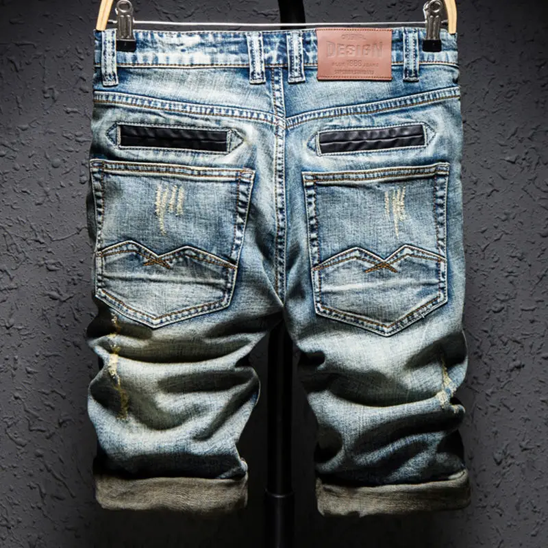 Luxury Fashion Vintage Summer Denim Knee-length Jeans for Men Trendy Straight Shorts Men's Pants Korean Style Golf Short Jeans