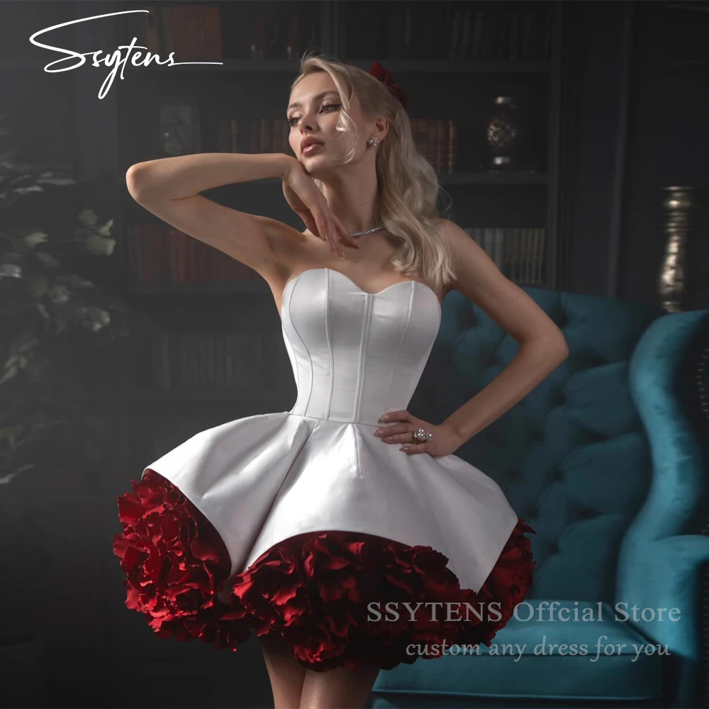 

SSYTENS Charming Sweetheart Short Evening Dresses Flowers Mini Prom Dress Sleeveless Princess Party Gowns Customized فساتي