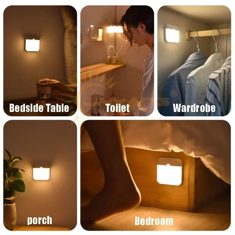 USB Rechargeable Dimmable Night Lamp Smart Night Lights Motion Sensor Wireless LED Lighting for Closet  Cabinet Indoor Lighting