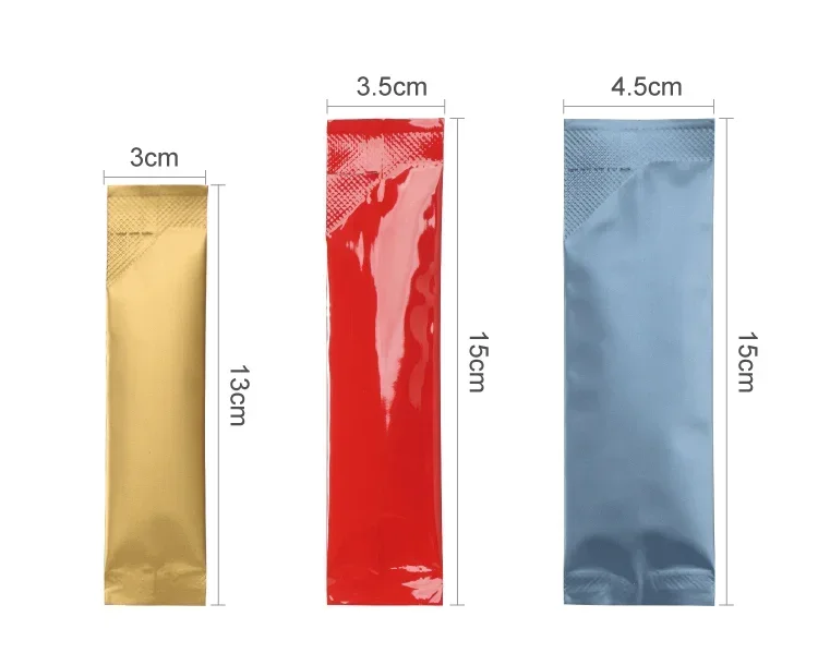 Bar Shaped Aluminum Foil Bag Coffee Food Powder Packaging Bag Heat Sealing Disposable Refillable Bag Customzied 100pcs/lot