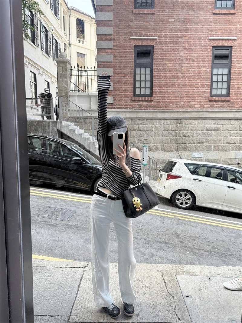 

Джинсы Nanzhaozi Slim Fit из триацетата, белые, с высокой талией, прямые, длинные, весна-лето, новинка, комфортная ткань