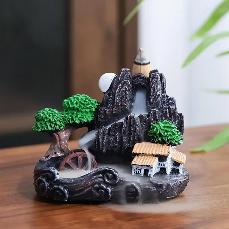 Waterfall Incense Burner Mountains River Shaped Incense Burner Home Decor Backflow Fragrance Aroma Fountain Zen Censer Holder