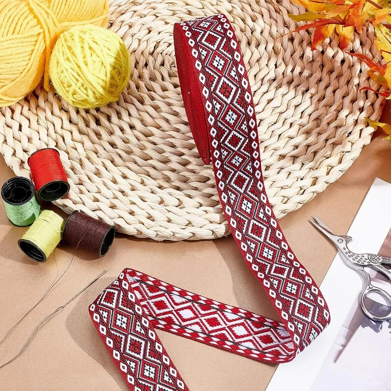PH PandaHall 10 Yards Jacquard Ribbon Garment Trim Fringe Vintage Embroidered Ribbon Floral Woven Fabric Bias Tape for Sewing