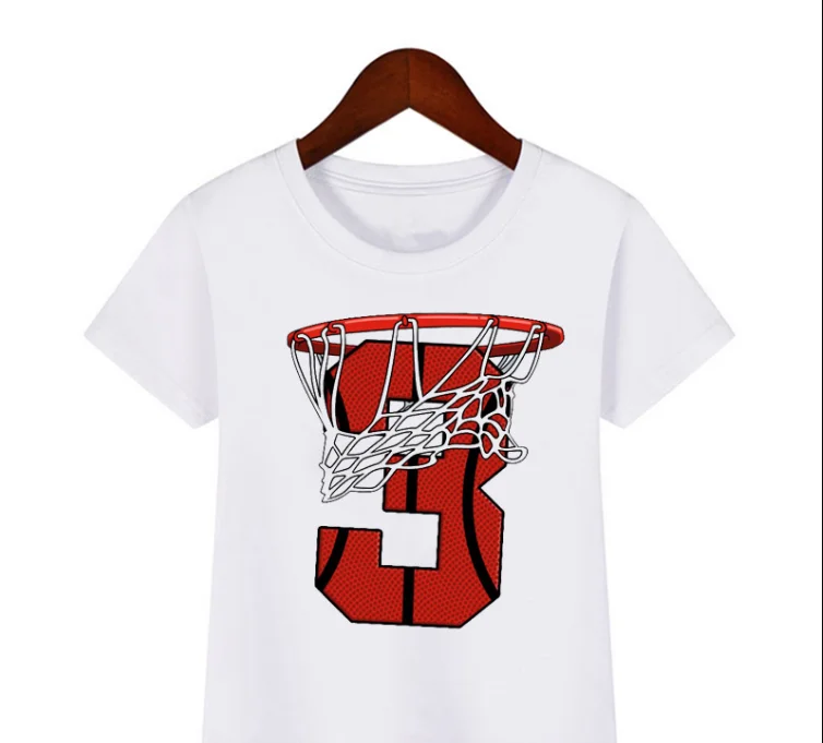 Childrens T-shirt  Funny Basketball Birthday Number Sweatshirt Birthday Gift Clothing For Kids Summer Boys T-shirts Tops