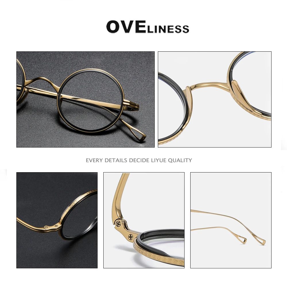 Acetate Titanium Glasses Frame Men women Vintage Round Prescription myopia Eyeglasses frames Optical Spectacles Korean Eyewear