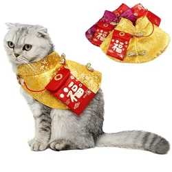 New Year Pet Clothes Chinese Tang Dynasty Dress Festival Cloak for Pupy Dog Cat Cute Pet Dog Costume Pet Dog Warm Clothing