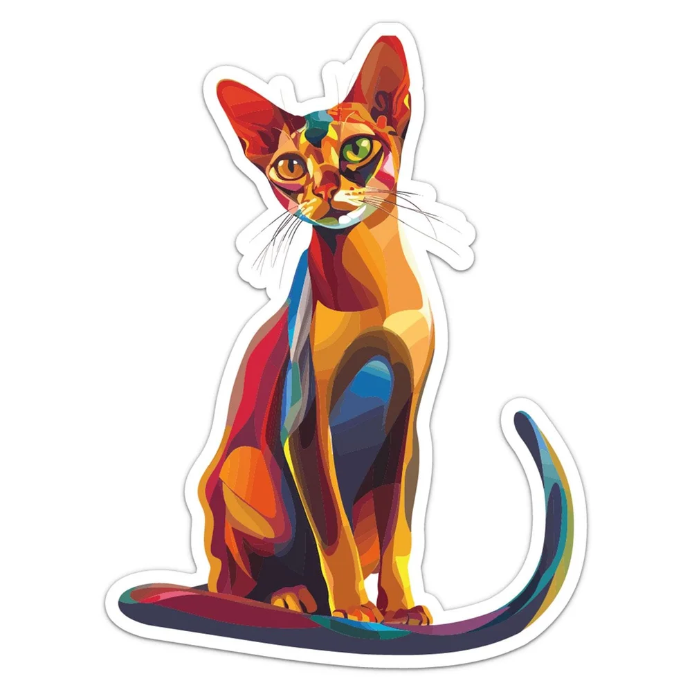 Colorful Abyssinian Cat Vinyl Car Sticker Self Adhesive Decal for SUV Window and Travel Bag Exterior Decoration