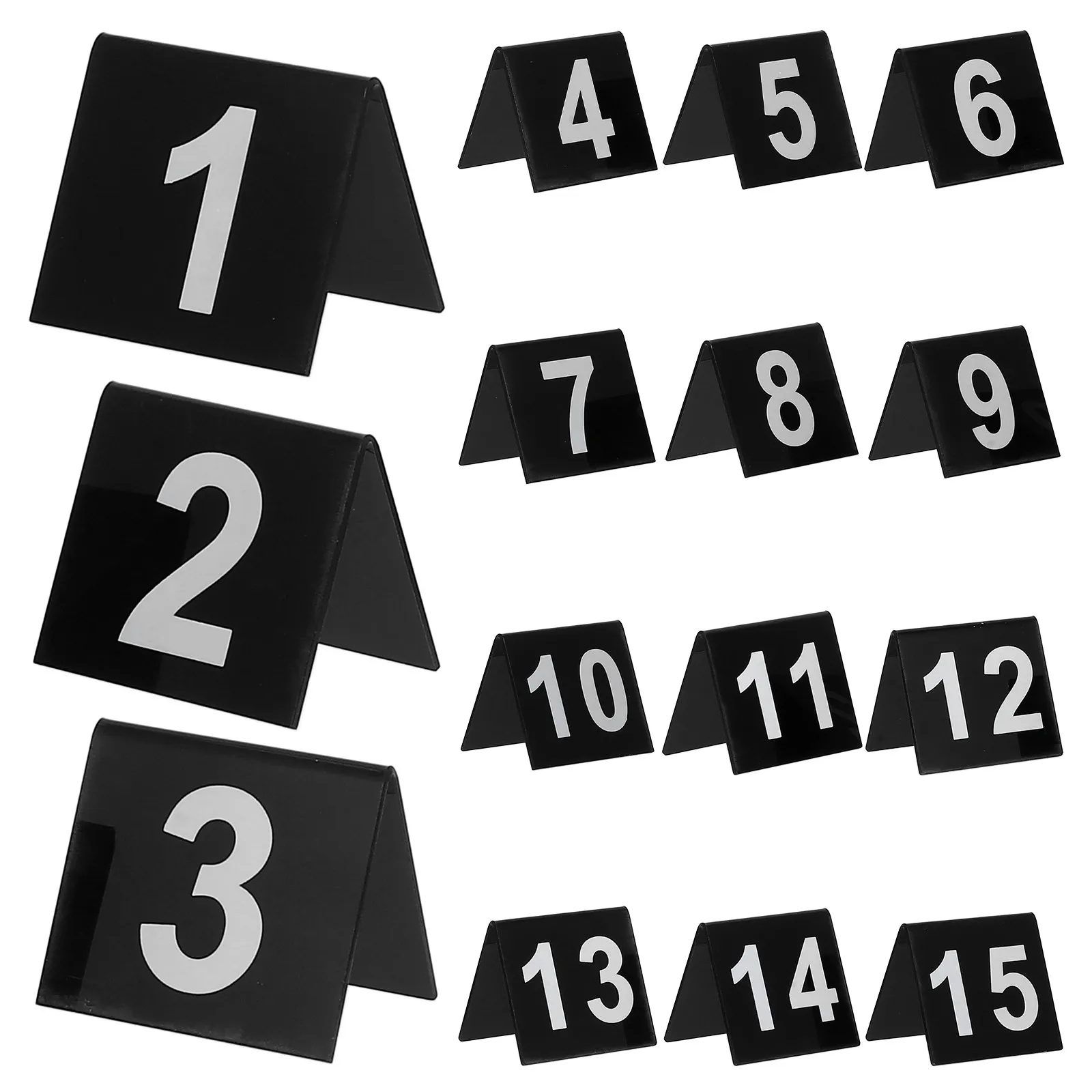 Numéros de table en acrylique pour restaurant, marqueurs noirs double face, accessoires de détection pour fêtes et événements, 15 pièces