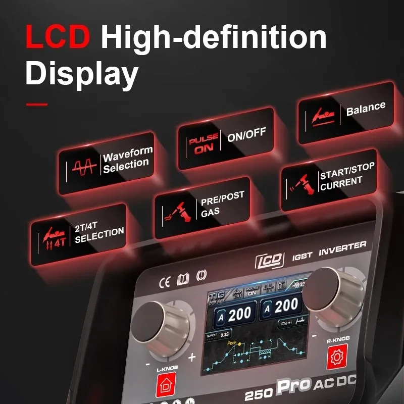ANDELI LCD Smart Tig-205 Pro 9 in 1 AC DC HF TIG Pulse Cold MMA Multifunctional Aluminium TIG Welding Machine