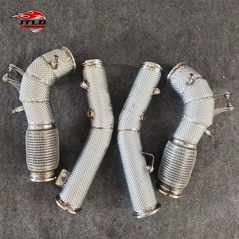 JTLD Stainless Steel Mirror Polished Catless Downpipe With Heat Shield And Exhaust Tip For Maserati MC20 Coupe Exhaust System
