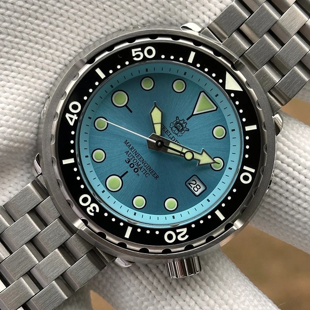 STEELDIVE SD1975 Turquoise Sunray Dial Automatic Men Dive Watch 300m Waterproof Mechanical Wristwatch C3 Luminous Sapphire Glass