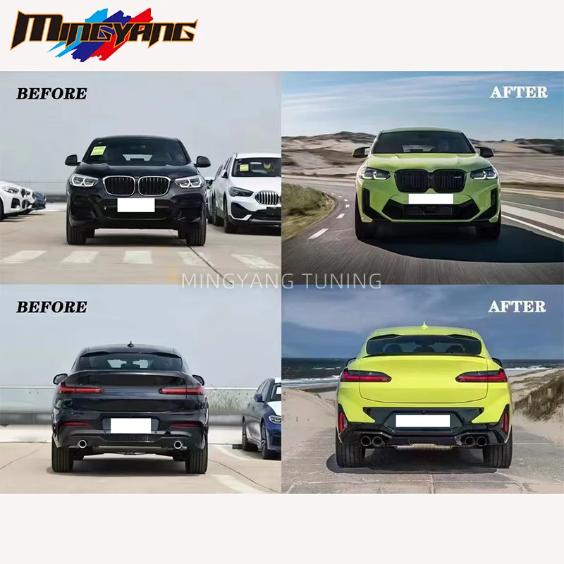 Old to New X4M F98 LCI bodykit 2022 Design upgrade kit car bumpers rear spoiler upgrade X4 accessories For BMW X4 G02 body kit