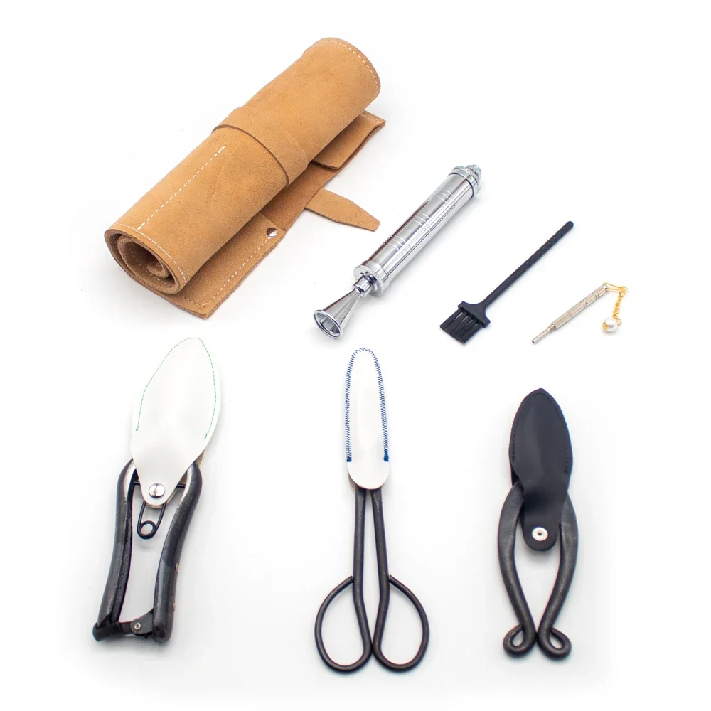 Japanese Ikebana Flower Arrangement Tools Set Real cowhide Bag Flower Art Tool Kit Y