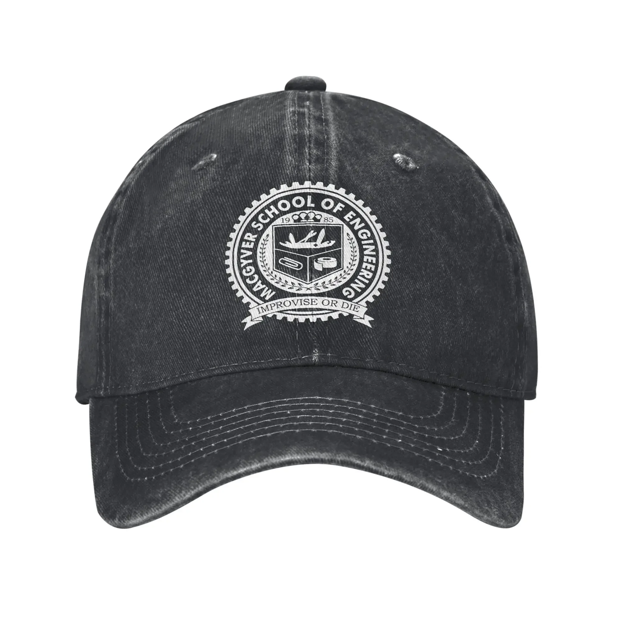 

Macgyver School Of Engineering Baseball Caps Vintage Distressed Denim Ingenuity Headwear Unisex Outdoor Unstructured Soft Hats