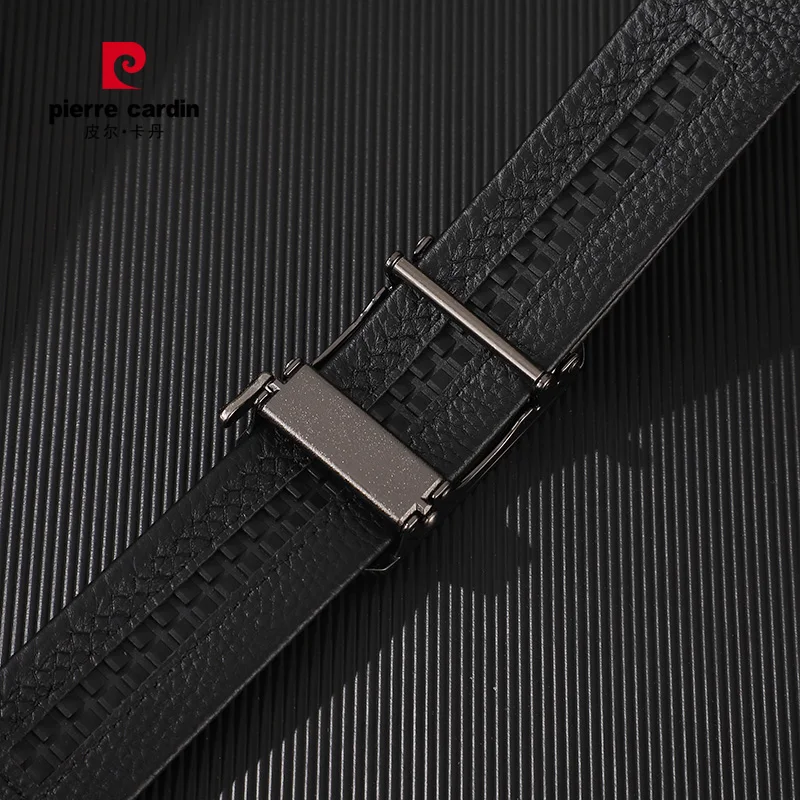 Pierre Cardin Men's Commerce Fashion Genuine Leather Belts Automatic buckle waistband for Men Black Belt