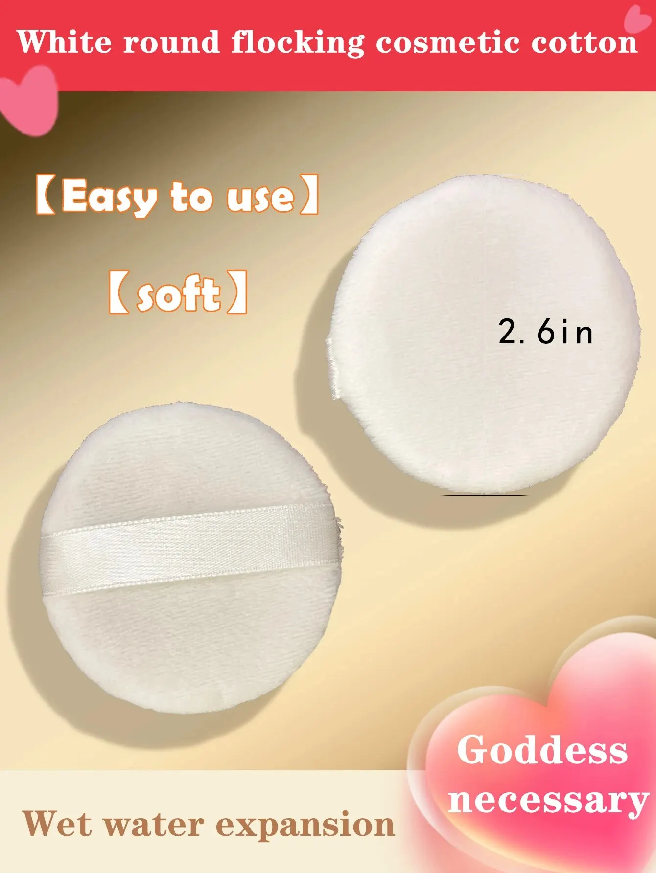 7PCS Portable and Practical High-grade White round Powder Puff for Base and Fixing Makeup