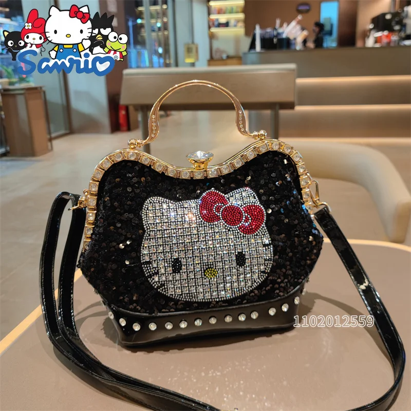 

Sanrio Hello Kitty New Sequined Women's Handbag Mini Fashion Diamond-studded Women's Shoulder Bag Cartoon Casual Women's Bag