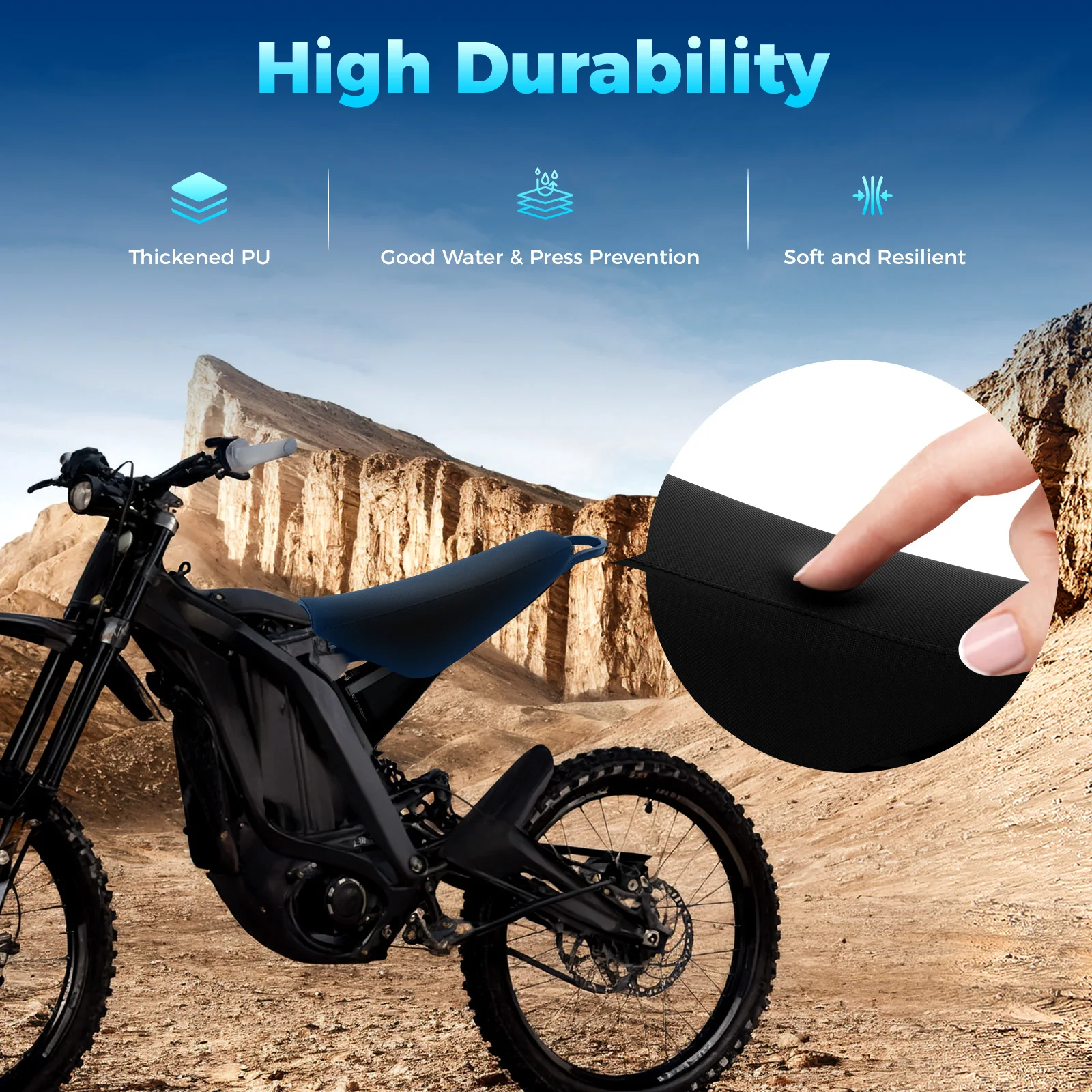 

Motorcycle Saddle, Comfortable Seat Cushion Bracket, PU+Iron Saddle for Electric Mountain Bike, Beach Iron Cruiser, Motorcycle