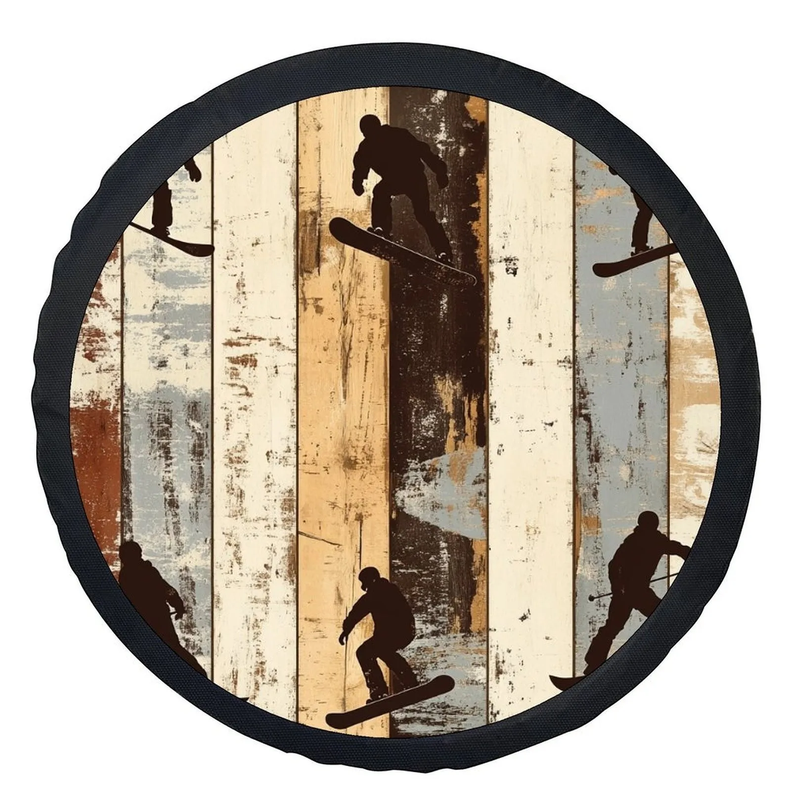 

Snowboarder Silhouettes Spare Tire Cover Durable Waterproof Sun Protection Accessory for SUV Truck