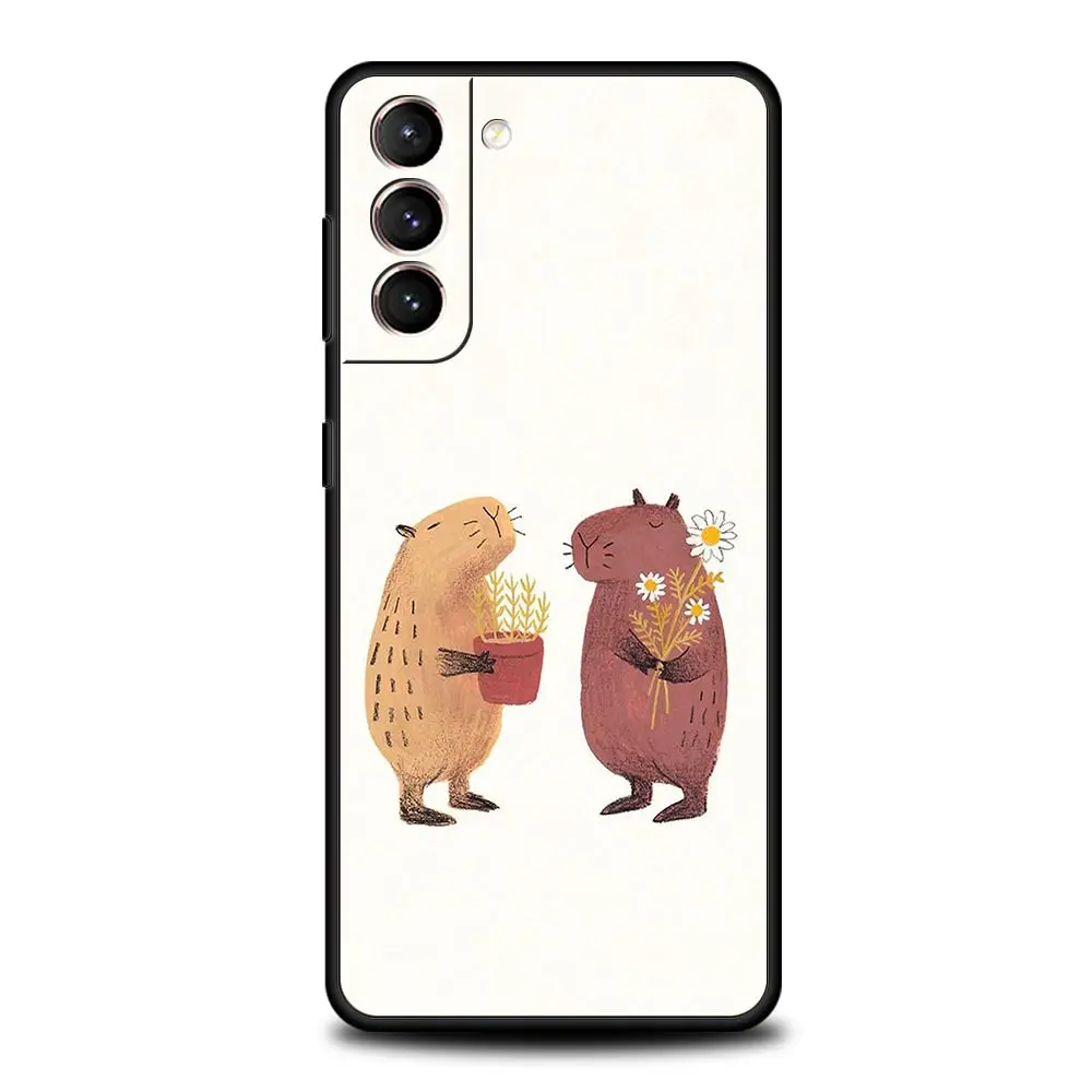 Phone Case For Samsung Galaxy S24 S23 S22 Ultra S20 S21 FE 5G S10 S9 Plus S10E S8 S7 Edge Soft Silicone Cover Cartoon Capybara