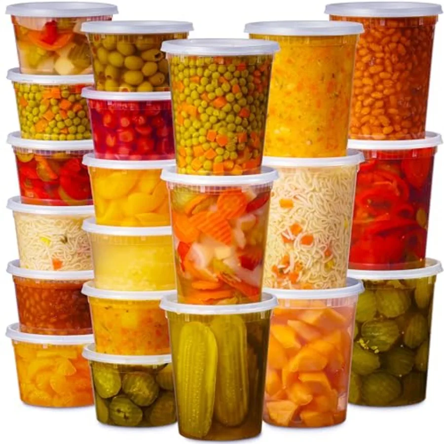 

48 Pack Plastic Deli Containers with Lids 16, 32 oz 24 Each - Food Storage Containers with Lids - Clear Disposable Meal Prep Co