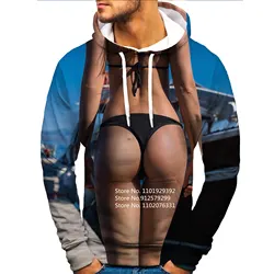 Sexy Hot Beauty 3D Hoodie Man Bikini Printing Sweatshirts Humor Funny Shirt Harajuku Pullover