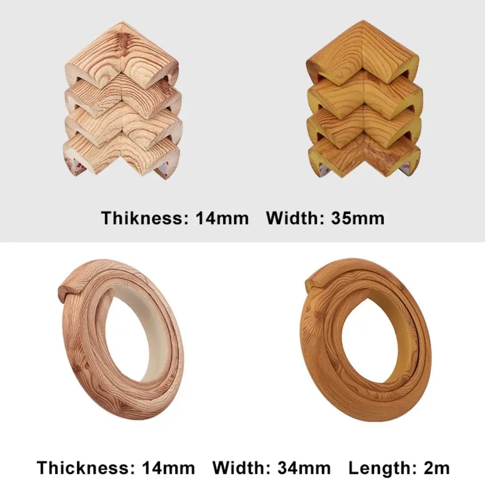 Kids 2m Desk Edge Guard Strip Self Adhesive Soft Wall Corner Protector Wood Grain NBR Baby Safety Protector Children