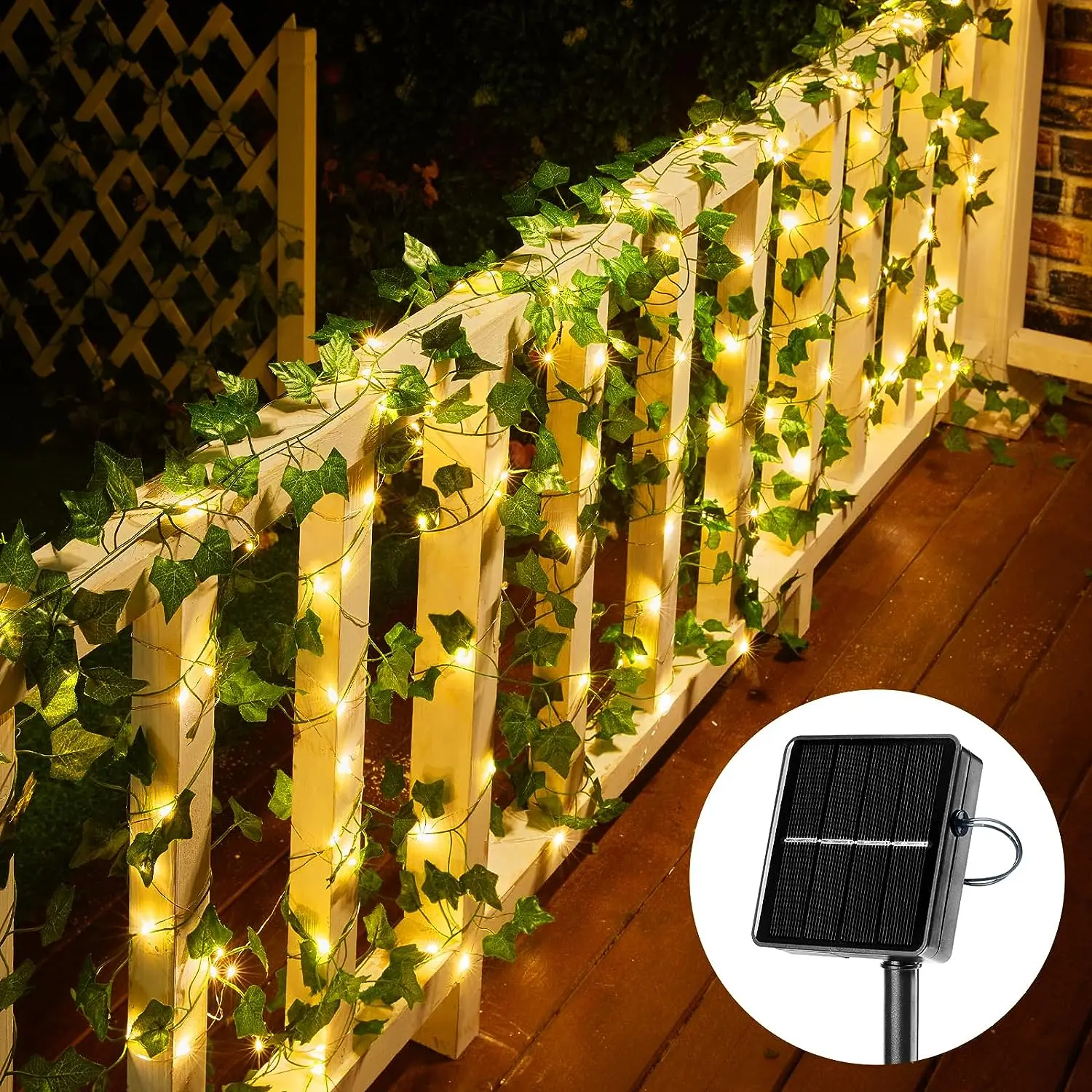 

Solar outdoor waterproof LED lights string garden plants rattan tree leaves Wedding Christmas holiday decoration copper wire lig